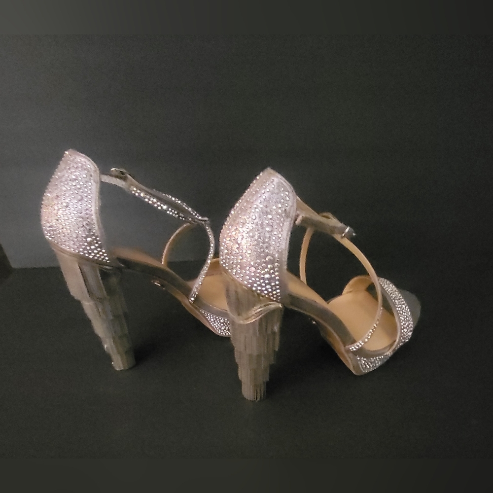 Silver embellished heels with fringe - Picture 12 of 16